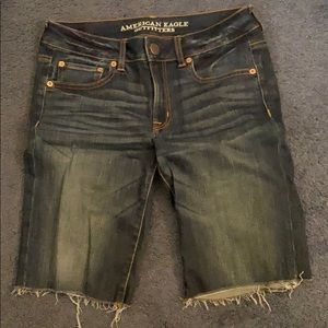 Navy jean shorts (knee length)